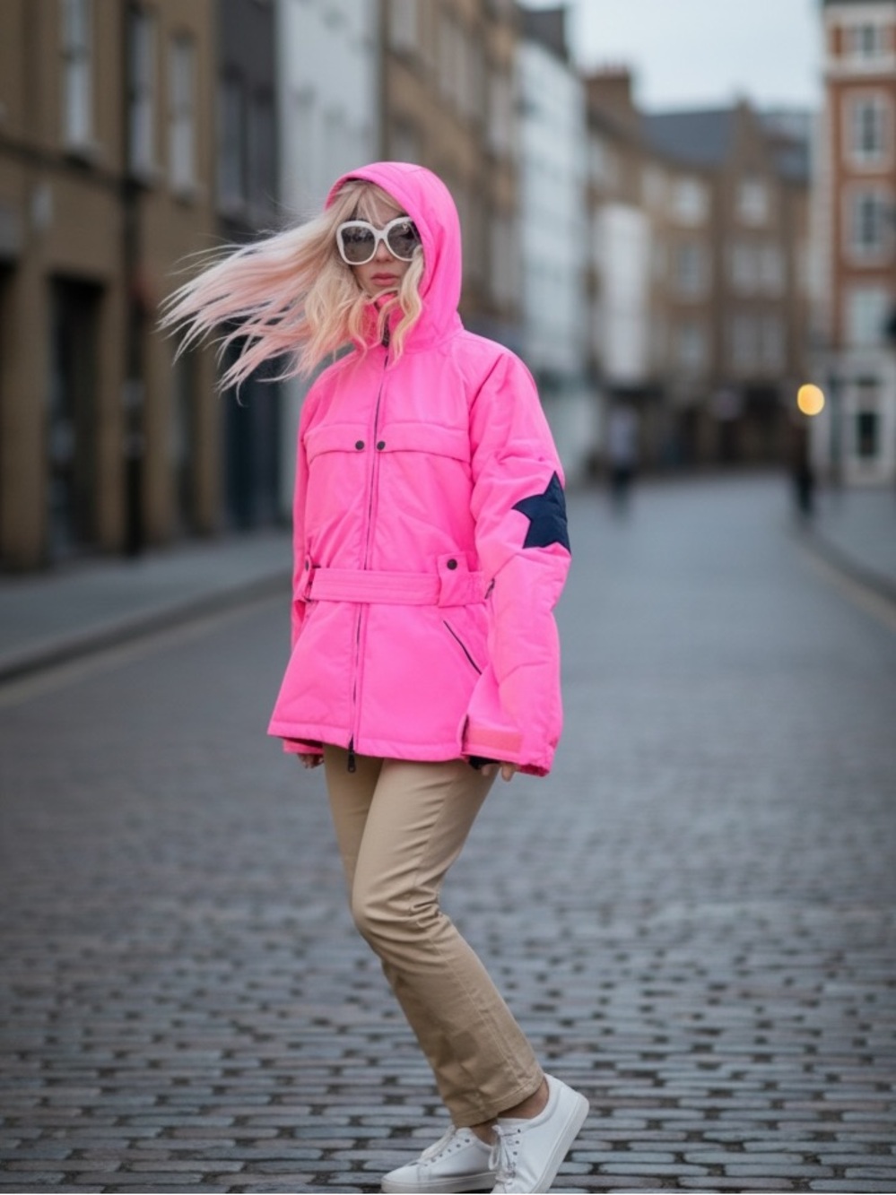 Jet Set JSX Hot Pink Ski Jacket Black Stars
